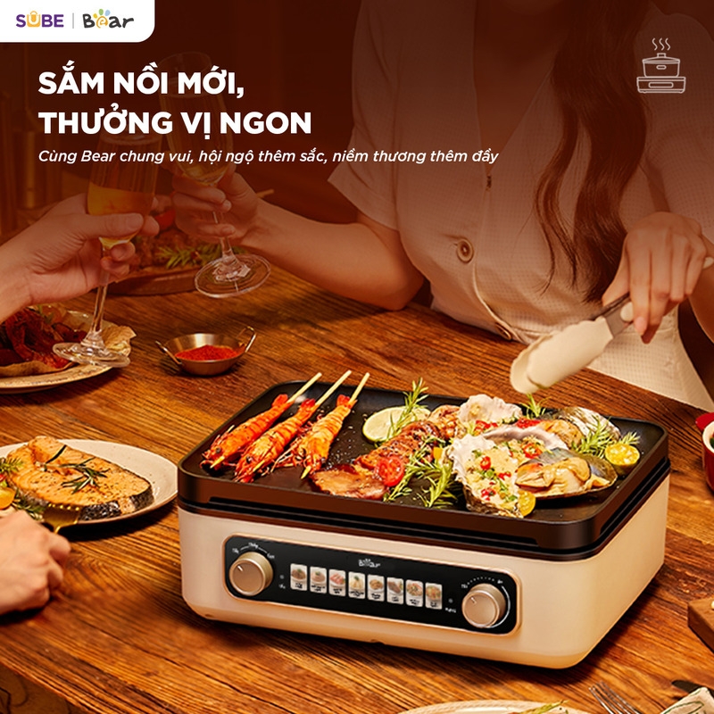 [SALE 20/10] Nồi lẩu nướng đa năng Bear 4L GR-5H22R83